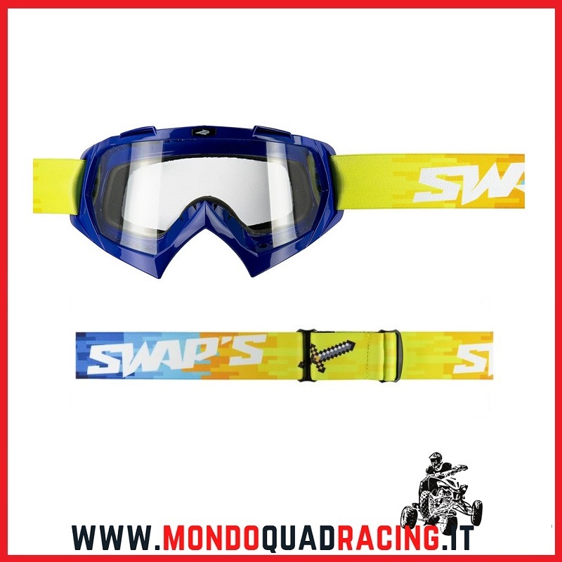 Maschera Cross SWAP'S PIXEL – Blu – Visiera Trasparente – Mondo Quad Racing